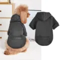 Pet dog hoodie winter warm pet clothes with zipper pocket solid color puppy apparel cat clothes - XS / Black