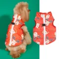 Christmas pet winter vest with reindeer pattern and back zipper leash hole for dogs - XS / Red Reindeer