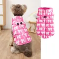 Winter warm dog vest coat with cute bow print, back zipper and leash hole for small dogs. - XS / Rose Red