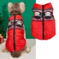 Red pet dog winter vest with skull pattern zipper design warm padded coat apparel - XS / Red Plaid Skull