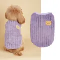 Gilet pour animal en peluche violette épaissie avec broderie d'ours, idéal pour l'hiver. - XS / Violet