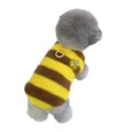 Cute bee striped dog fleece vest warm winter pet clothes with leash ring for small dogs - S / Two-Legged Fleece Clothes