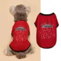 Red pet dog t-shirt with umbrella heart print, cute two-legged apparel for small dogs. - XS / Red Umbrella