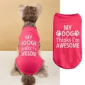 Summer breathable pink pet dog vest cute puppy clothing with funny letter print tops. - XS / Rose Red