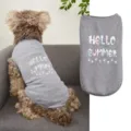 Gilet gris d'été pour animal de compagnie avec joli imprimé Hello Summer tissu respirant. - Gris
