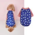 Details view of pet dog t-shirt with patriotic stars and stripes design, summer pet apparel. - XS / Tops / Blue Star Red Stripe