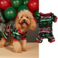 Christmas fleece pet pajamas cute puppy dog four-leg warm jumpsuit apparel outfit - XS / Black Christmas Tree