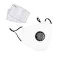 White cotton dust mask with breathable valve and replaceable PM2.5 filter sheets - Includes 2 Filter Pads / White
