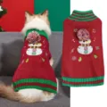 Christmas pet sweater knit red green cat dog apparel winter warm cute snowman outfit details - XS / Red