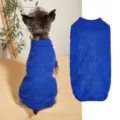 Blue dog knitted sweater with classic grid lapel design, warm pet apparel for winter. - XS / Blue