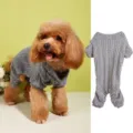 Grey knit pet dog sweater four-leg jumpsuit, cozy pullover for small dogs like poodles. - XS / Gray