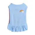 Cute pet dog dress with rainbow cloud print and ruffle hem, comfortable daily wear detail. - XS / Light Blue