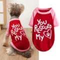 Cute colorblock pet t-shirt with raglan sleeves and cute heart rescued letter print for dogs. - XS / Pink Heart