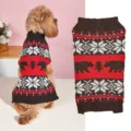 Knitted dog sweater winter warm pet clothes Nordic snowflake bear print pullover fashion apparel - XS / Black Polar Bear