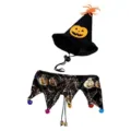 Halloween pet costume set including witch hat and bell collar for dogs and cats festival. - S / Black Spiderweb Collar Hat