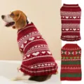Cute knit pet dog sweater autumn winter heart pattern ruffled hem small medium dogs apparel - XS / Red Heart