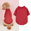 Red mesh pet shirt detail view, breathable summer dog clothes, comfortable daily pet wear. - XS / Red
