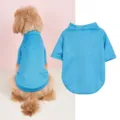 Detailed view of breathable blue mesh pet t-shirt, showing texture and on-dog wear style. - XS / Blue