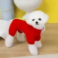 Winter warm fleece dog jumpsuit pet clothes red thick outdoor apparel for small dogs - S / Red