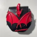 Gothic dragon wing cross-body bag, black and red contrast shoulder bag, Halloween accessory. - Black & Red