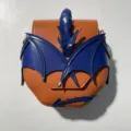 Fantasy dragon bat leather cross-body bag, stylish color-block shoulder bag for daily use. - Brown & Blue