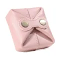 Cute pink cowhide leather coin purse, mini portable lipstick and headphone storage bag. - Pink