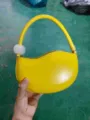 Fashion yellow leather handbag unique pea shape top handle bag for women stylish casual purse - Dark Yellow