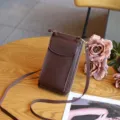 Braune kleine Umhängetasche für Handy PU Leder Damen Schultertasche modisch und praktisch - Braun