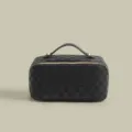 Black Checkered Toiletry Bag Travel Portable Waterproof Cosmetic Makeup Case for Women - Black Checkered