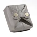 Grey mini leather coin purse, cute portable lipstick and earphone storage bag for daily use. - Gray