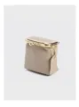 Genuine leather litchi pattern clasp bag, exquisite lipstick and mini coin purse. - Khaki