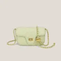 Light green quilted shoulder bag with gold chain strap, stylish chic crossbody bag for women. - Green