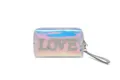Holographic PVC cosmetic bag with rhinestone LOVE letter, waterproof travel pouch with strap. - LOVE Rhinestone Style / Bright Blue