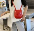 Chic red leather saddle bag, minimalist crossbody purse for women, retro daily shoulder bag. - Red