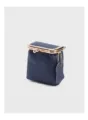 Leather kiss-lock pouch detail, compact mini coin purse and lipstick holder in navy blue. - Blue