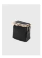 Genuine leather kiss-lock coin purse mini lipstick storage bag black portable compact case. - Black