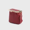 Genuine leather kiss lock coin purse vintage mini lipstick bag portable storage pouch red chic - Red