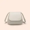 Minimalist leather saddle bag in light grey, stylish crossbody bag for everyday wear. - Gift Box Not Included / Off White
