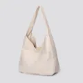 Off-white commuter hobo shoulder bag, large capacity PU leather casual handbag style. - Off White