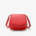 Red leather saddle bag for women, retro chestnut crossbody bag with adjustable strap. - Gift Box Not Included / Red