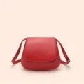 Red leather saddle bag for women, chic retro crossbody bag, stylish minimalist shoulder bag. - Gift Box Not Included / Red