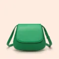 Green leather saddle bag, stylish retro crossbody bag for women, elegant daily shoulder handbag. - Gift Box Not Included / Green