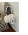 White studded motorcycle shoulder bag punk style stylish handbag for women commute daily use - Milky White