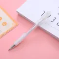 Minimalist transparent retractable gel pen with white grip, cute Morandi style for school. - White