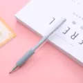 Retractable gel pen with morandi grey grip, smooth writing stationery for office and school. - Gray