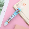 Cute 10-color cartoon rabbit ballpoint pen, multi-color press-type writing pen in blue variant - Blue Series