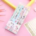 Cute 6pcs cartoon gel pen set in box 0.5mm black ink smooth writing student stationery gift. - Maru Cartoon Character / 6-Piece Pack