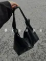 Black PU leather knotted shoulder bag for women, stylish hobo tote casual handbag. - Black