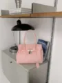 Chic pink PVC jelly handbag, Kelly style shoulder tote bag with lock. Stylish and durable. - Sakura Pink Small
