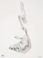 Mini metallic silver croissant coin purse with long strap, stylish detail view product. - Standard / Silver